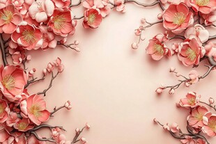 粉色繁花边框背景图