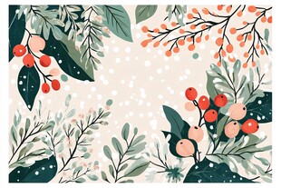 冬日植物花卉装饰图案
