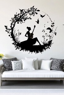 女孩弹吉他墙贴装饰画