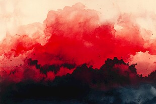 梦幻红色水墨云雾景观