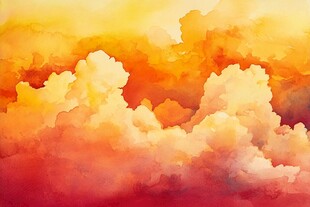 梦幻绚丽的水彩云朵景观