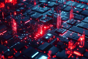 红色科技感电路板场景