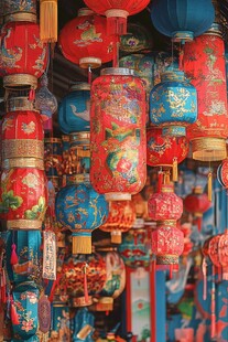传统中式灯笼琳琅满目