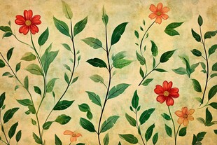 手绘花卉绿植复古风背景