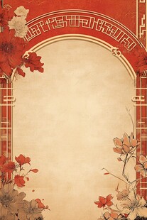 中式古典花卉边框背景图