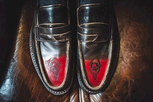 精致皮鞋 红底黑面显格调