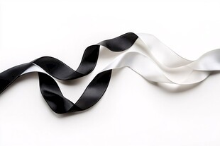 黑白飘带舞动的优雅线条