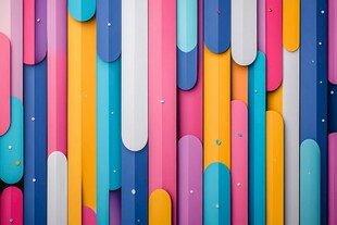 多彩立体条纹墙面装饰图