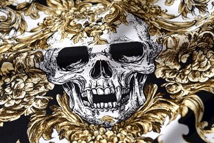 骷髅花卉图案装饰布料