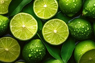 青柠切片与整果清新画面