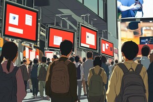 人群中的电子屏场景