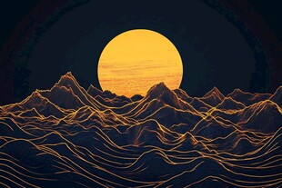 金色山峦间的壮丽落日