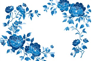 青花瓷花卉边框图案