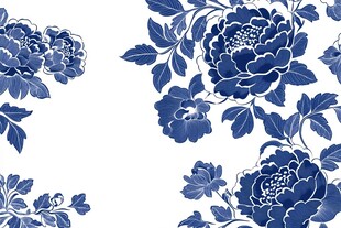青花瓷牡丹花纹饰图案