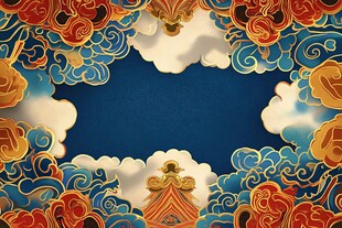 中式古典云纹宫殿边框背景