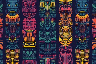 部落风多彩图腾图案设计