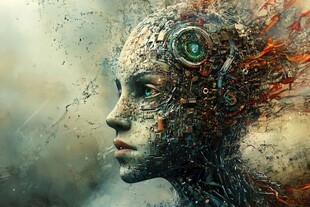 机械融合的未来人类面孔