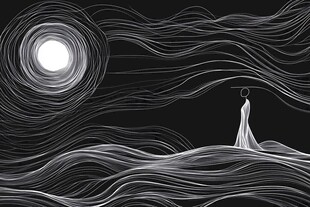 月下独影的抽象梦幻场景