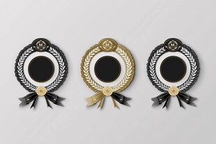 三枚精致徽章展示