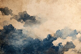 复古风格天空云朵绘画