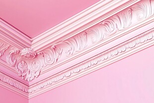 粉色墙面精致石膏线装饰