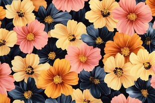 多彩花卉无缝图案设计