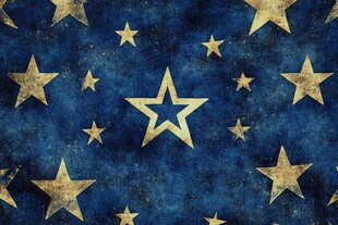 蓝色背景上的金色星星图案