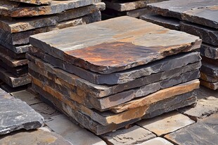 堆叠的多彩天然石板