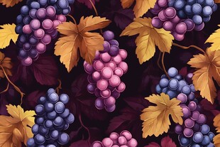 秋季葡萄与叶的绚丽图案