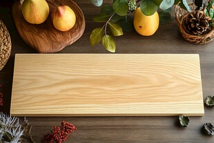 浅色木板与水果绿植摆拍