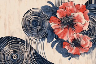 花卉与几何图案装饰画