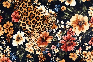 豹纹花卉图案的时尚背景