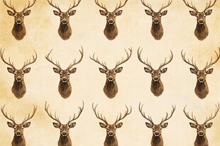 鹿头图案 复古风格动物阵列
