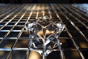 璀璨钻石静置于金属网格上