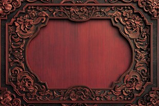 中式雕花红木边框背景