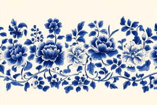 青花花卉纹饰图案