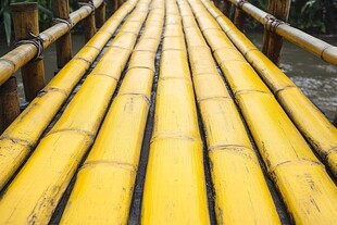 黄色竹桥 独特的木质结构