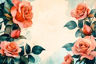 水彩风格的浪漫粉色玫瑰花