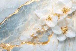 玉色大理石上的雅致白花