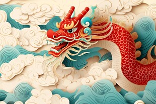 龙游云海中式祥瑞图景