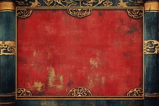 古典红底金边中式卷轴背景