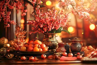 新春雅致摆饰 繁花与鲜果