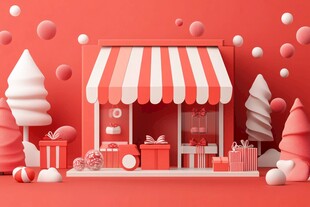红色主题的节日礼品小店