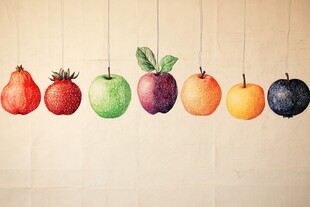 手绘多彩悬挂水果图