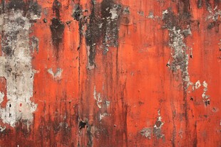 斑驳红漆墙面纹理特写