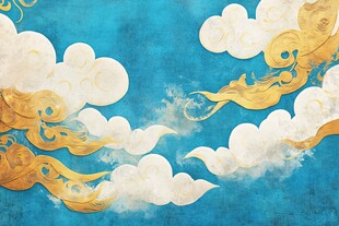 古风云海金纹祥瑞背景图