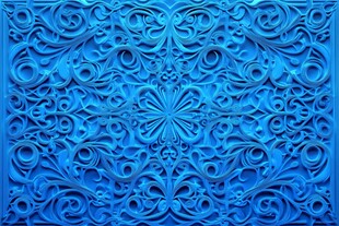 蓝色精美雕花装饰图案