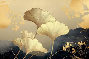银杏叶下的梦幻自然景致