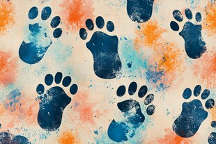 多彩宠物爪印艺术背景图