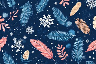 冬日羽毛雪花梦幻图案